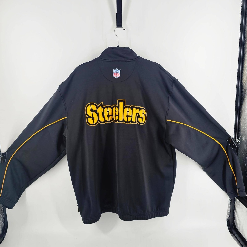Reebok Pittsburgh Steelers Quarter Zip Pullover Men XL Black NFL Logo
